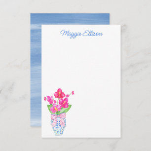 Chinoiserie Watercolor Ginger Jar Orchids Thank You Card