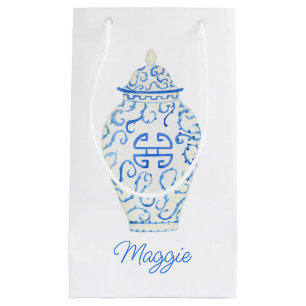 Chinoiserie Watercolor Ginger Jar Small Gift Bag