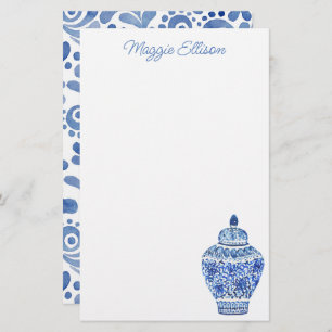 Chinoiserie Watercolor Ginger Jar Stationery