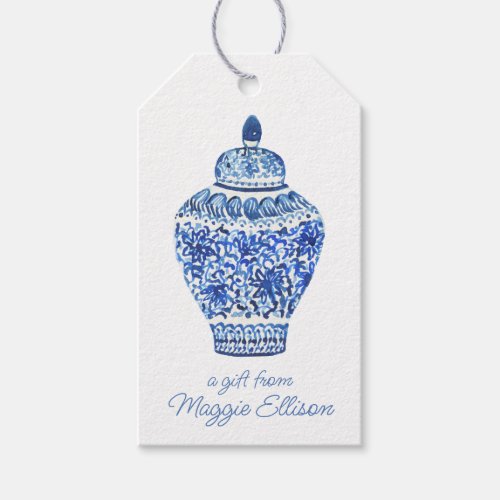 Chinoiserie Watercolor Ginger Jar Vase Gift Tags