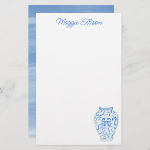 Chinoiserie Watercolor Ginger Vase Stationery