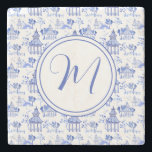 Chinoiserie Watercolor Pagoda Pattern Monogram Stone Coaster<br><div class="desc">PreppyPrint.com - How elegant! Add your personalized touch to these stone coasters. Click "edit design" to change the font,  image size,  etc. Transfer this design onto the products of your choice too! Please visit my designer store,  PreppyPrint.com,  for coordinating items.</div>
