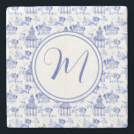 Chinoiserie Watercolor Pagoda Pattern Monogram Stone Coaster<br><div class="desc">PreppyPrint.com - How elegant! Add your personalized touch to these stone coasters. Click "edit design" to change the font, image size, etc. Transfer this design onto the products of your choice too! Please visit my designer store, PreppyPrint.com, for coordinating items.</div>