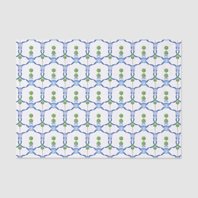 Chinoiserie Watercolor Topiary Tissue Paper (Front)