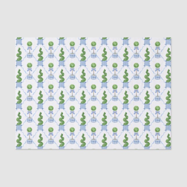 Chinoiserie Watercolor Topiary Tissue Paper (Front)