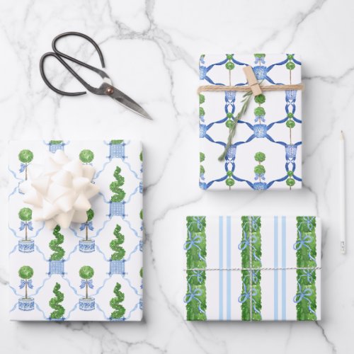 Chinoiserie Watercolor Topiary Wrapping Paper
