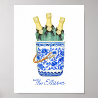 Chinoiserie Watercolor Wine Bucket