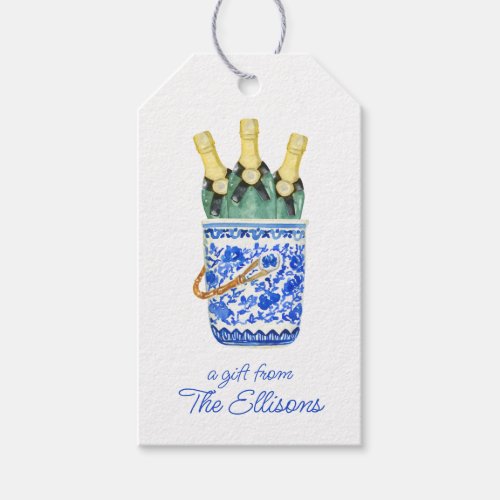 Chinoiserie Watercolor Wine Ice Bucket Gift Tags