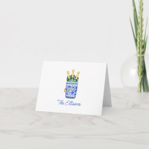 Chinoiserie Watercolor Wine Ice Bucket Note Cards