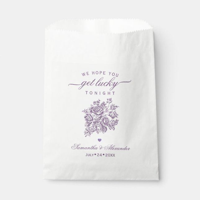 Chinoiserie We Hope You Get Lucky Tonight Wedding Favor Bag (Front)