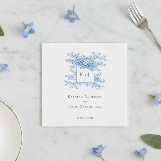 Chinoiserie Wedding Floral Monogram Elegant Napkins (Creator Uploaded)