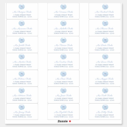 Chinoiserie Wedding Guest Envelope Address Labels