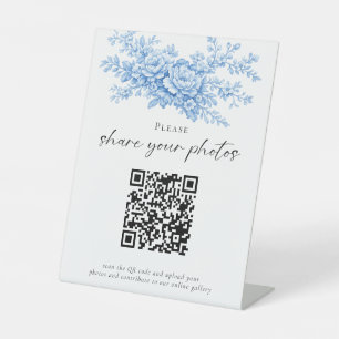 Chinoiserie Wedding Photos QR Code Welcome Script Pedestal Sign