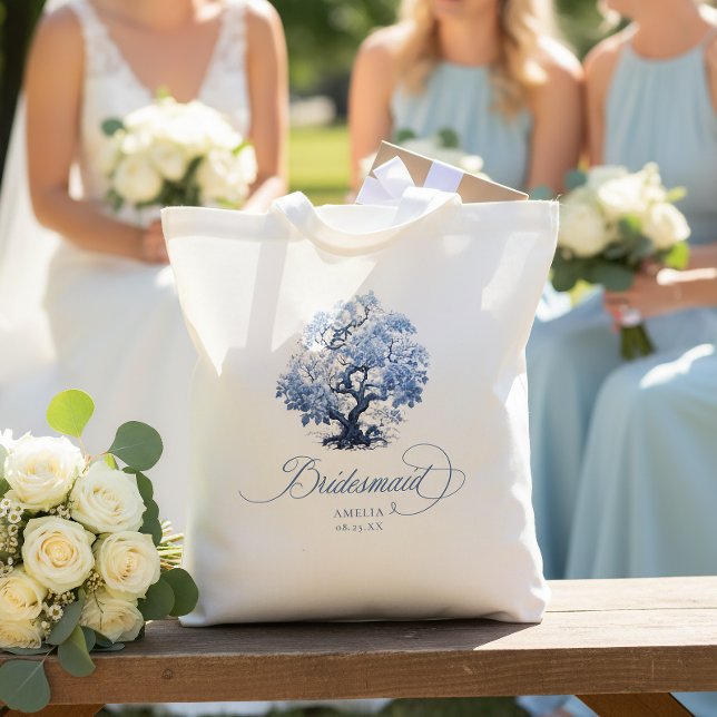 Chinoiserie Wedding Tree Motif Bridesmaid ID1094 Grocery Bag (Creator Uploaded)