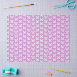 Chinoiserie White Butterflies on Fuchsia Pink Tissue Paper