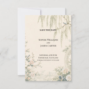 Chinoiserie Willow Moon Gate Garden Save The Date