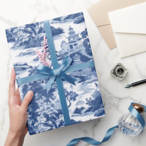 Chinoiserie wrapping paper White and Blue Wrapping Paper