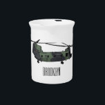 Chinook army helicopter cartoon illustration beverage pitcher<br><div class="desc">Chinook army helicopter cartoon illustration</div>
