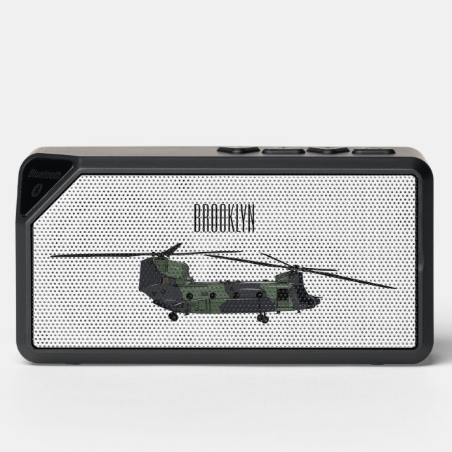 Chinook army helicopter cartoon illustration bluetooth speaker (Front)