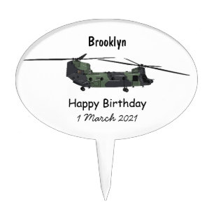 Chinook army helicopter cartoon illustration cake topper