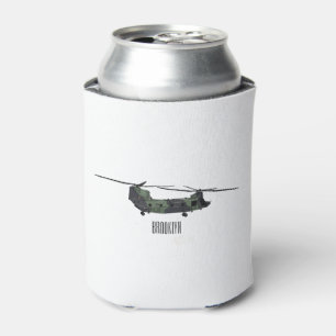 Chinook army helicopter cartoon illustration can cooler