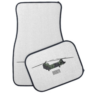 Chinook army helicopter cartoon illustration car floor mat