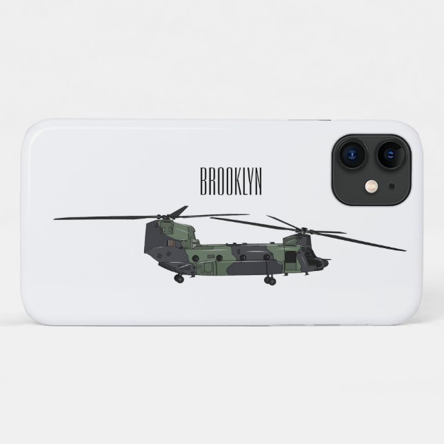 Chinook army helicopter cartoon illustration Case-Mate iPhone case (Back (Horizontal))