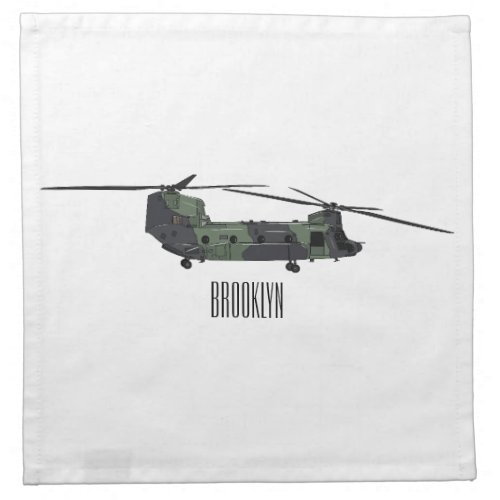 Chinook army helicopter cartoon illustration cloth napkin