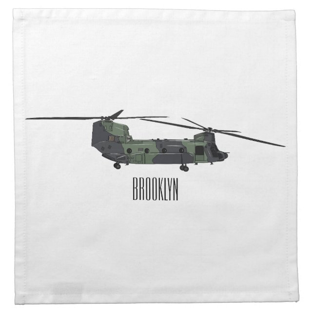 Chinook army helicopter cartoon illustration cloth napkin (Front)