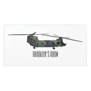Chinook army helicopter cartoon illustration door sign