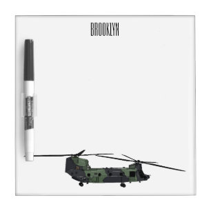 Chinook army helicopter cartoon illustration dry erase board