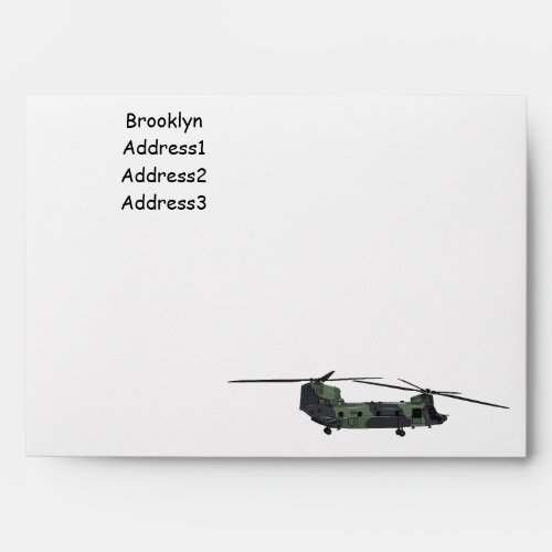 Chinook army helicopter cartoon illustration envelope