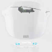 Chinook army helicopter cartoon illustration face shield (Front w/Glasses)