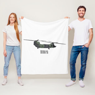 Chinook army helicopter cartoon illustration fleece blanket