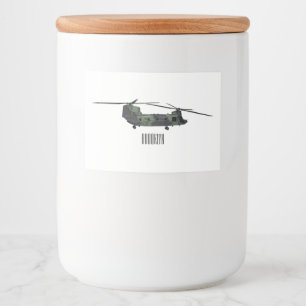 Chinook army helicopter cartoon illustration food label