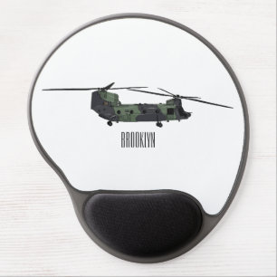 Chinook army helicopter cartoon illustration gel mouse pad