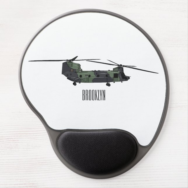 Chinook army helicopter cartoon illustration gel mouse pad (Front)