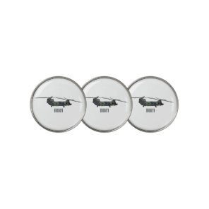 Chinook army helicopter cartoon illustration golf ball marker