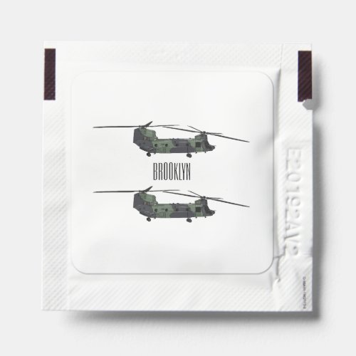 Chinook army helicopter cartoon illustration hand sanitizer packet