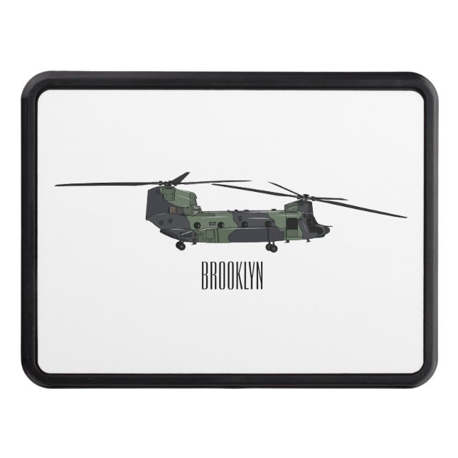 Chinook army helicopter cartoon illustration hitch cover (Front)