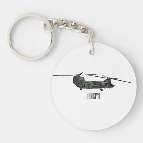 Chinook army helicopter cartoon illustration keychain