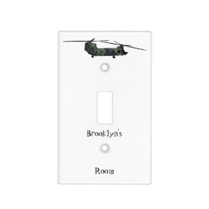 Chinook army helicopter cartoon illustration light switch cover