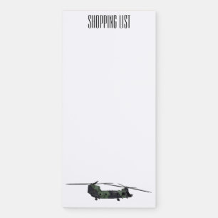 Chinook army helicopter cartoon illustration magnetic notepad