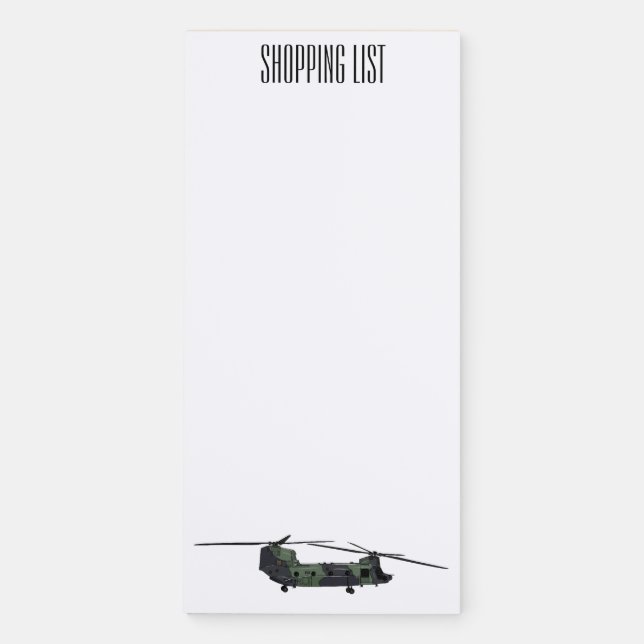 Chinook army helicopter cartoon illustration magnetic notepad (Front)