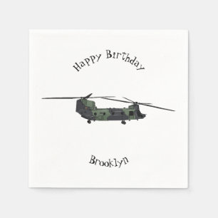 Chinook army helicopter cartoon illustration napkins