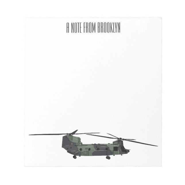 Chinook army helicopter cartoon illustration notepad (Front)