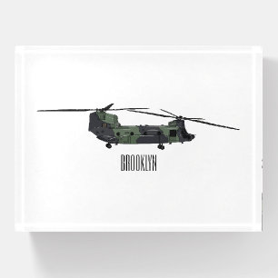 Chinook army helicopter cartoon illustration paperweight