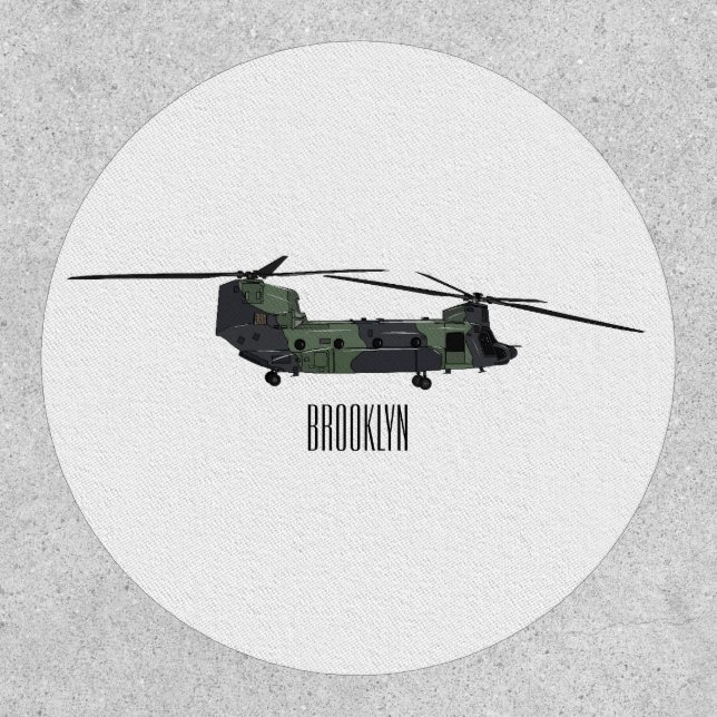 Chinook army helicopter cartoon illustration patch (Front)