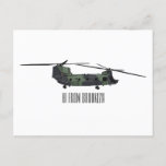 Chinook army helicopter cartoon illustration postcard