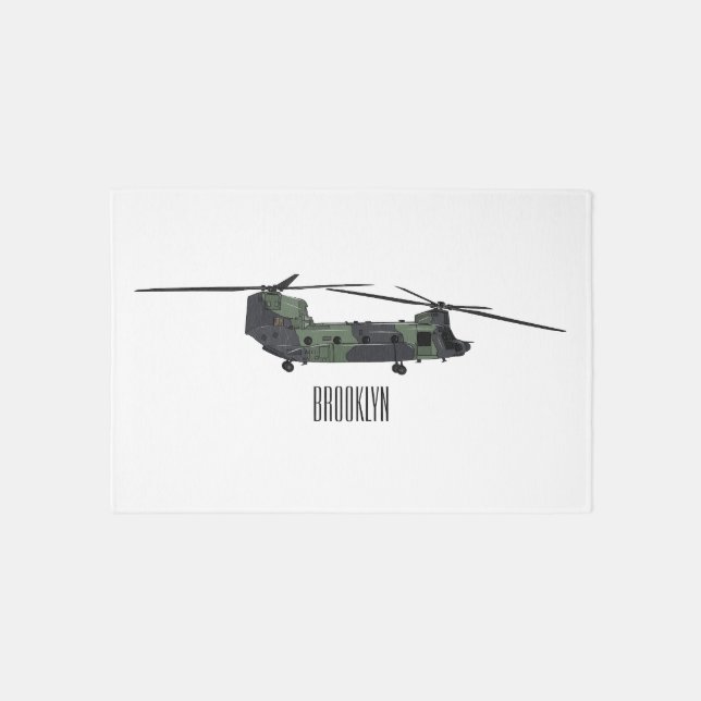 Chinook army helicopter cartoon illustration rug (Front)